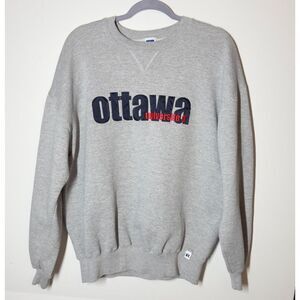 Vtg Russell Ottawa University Sweatshirt Mens XL Gray Embroidered‎ Made USA READ